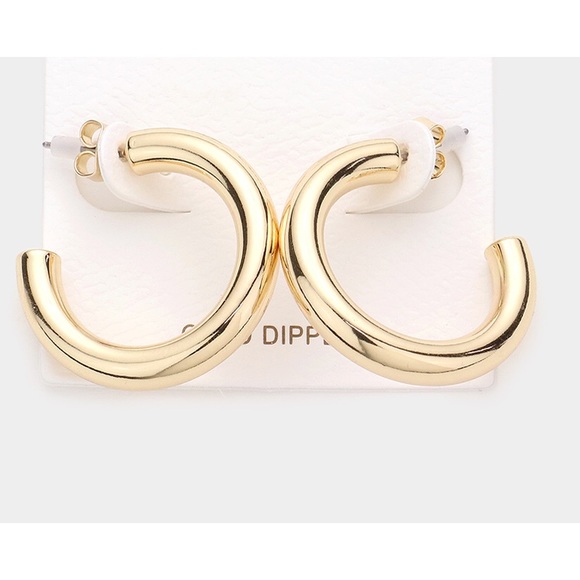 GOLD 1.25” HOOP EARRINGS - Picture 2 of 2
